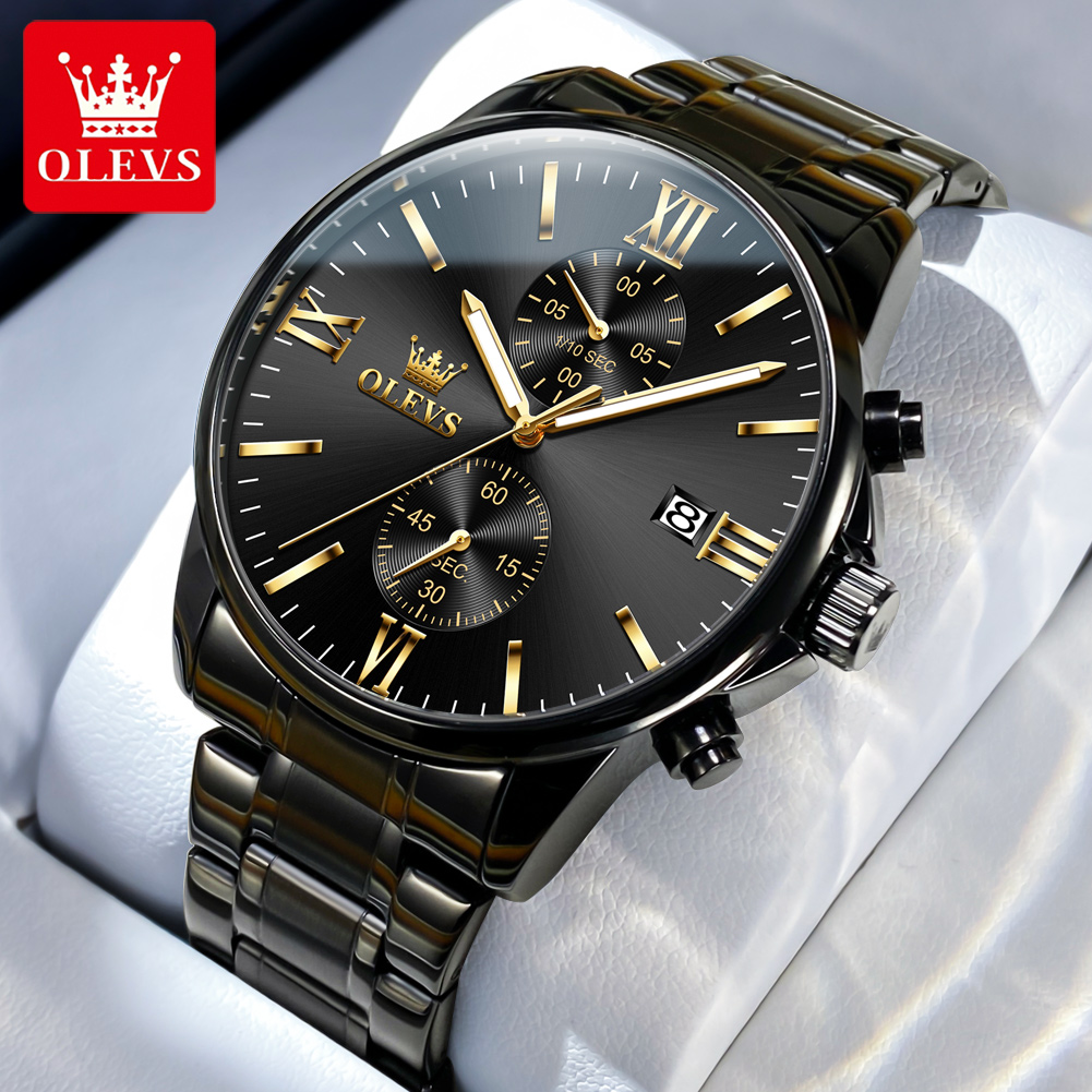 Luxury Watch Investment - OLEVS 2886 Klassische schwarze Quarzuhr für