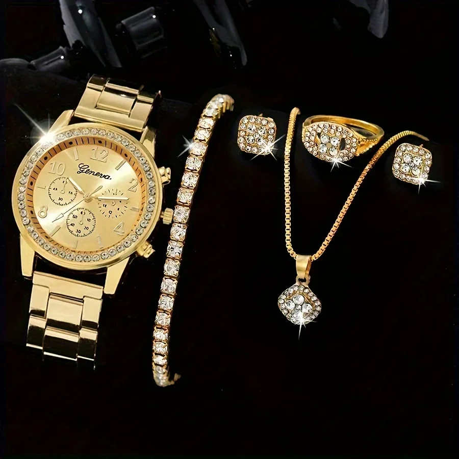 Luxury Watch Gift For Her - Luxuriöse Quarzuhr mit Strassbesatz, modische analoge