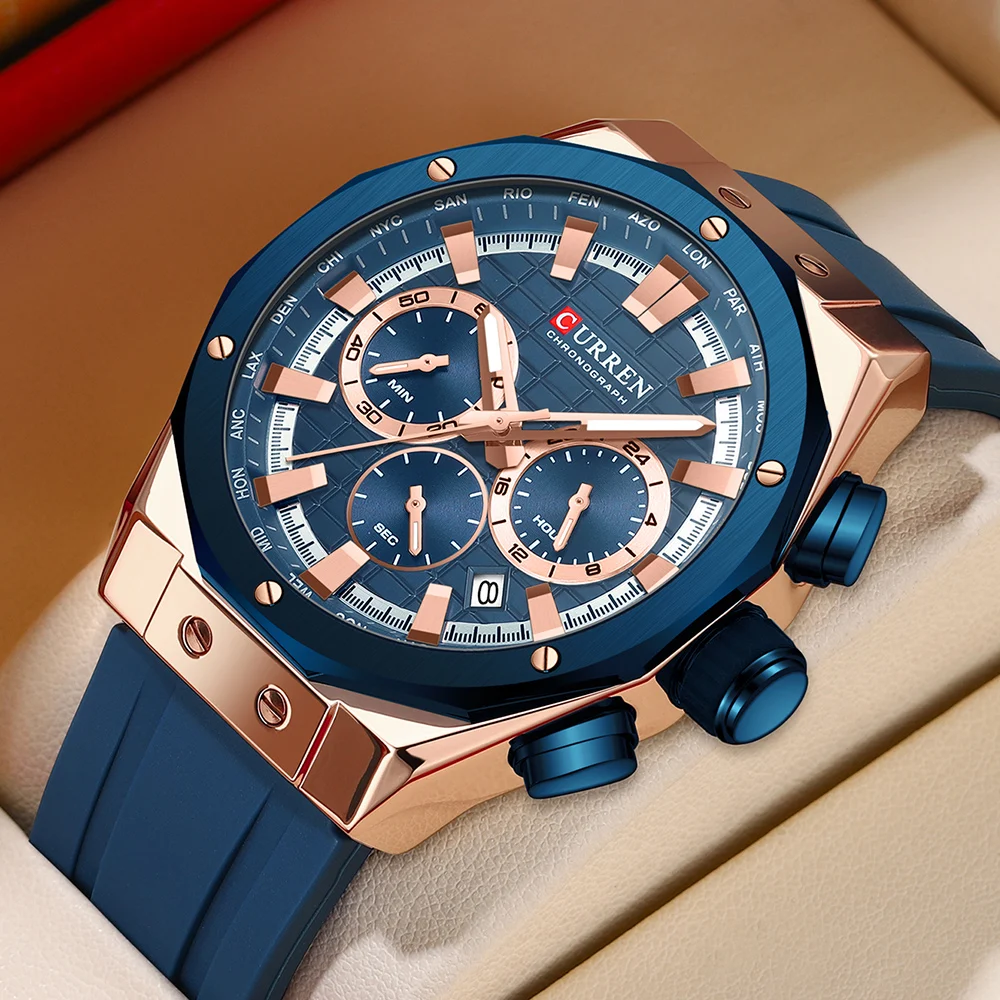 Luxury Watch Investment - Curren Luxusmarke hochwertige Chronograph Leucht uhren