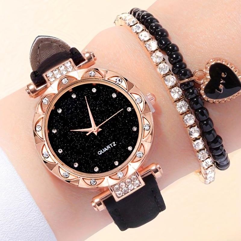 Luxury Watch Gift For Her - Starry Fashion Quarzuhr, luxuriöse Strass-Analoguhr mit